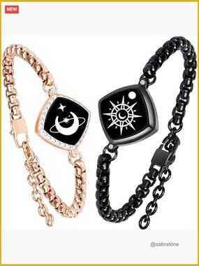 Long Distance Touch Bracelets for Couples - Vibration & Light Up Remote Smart